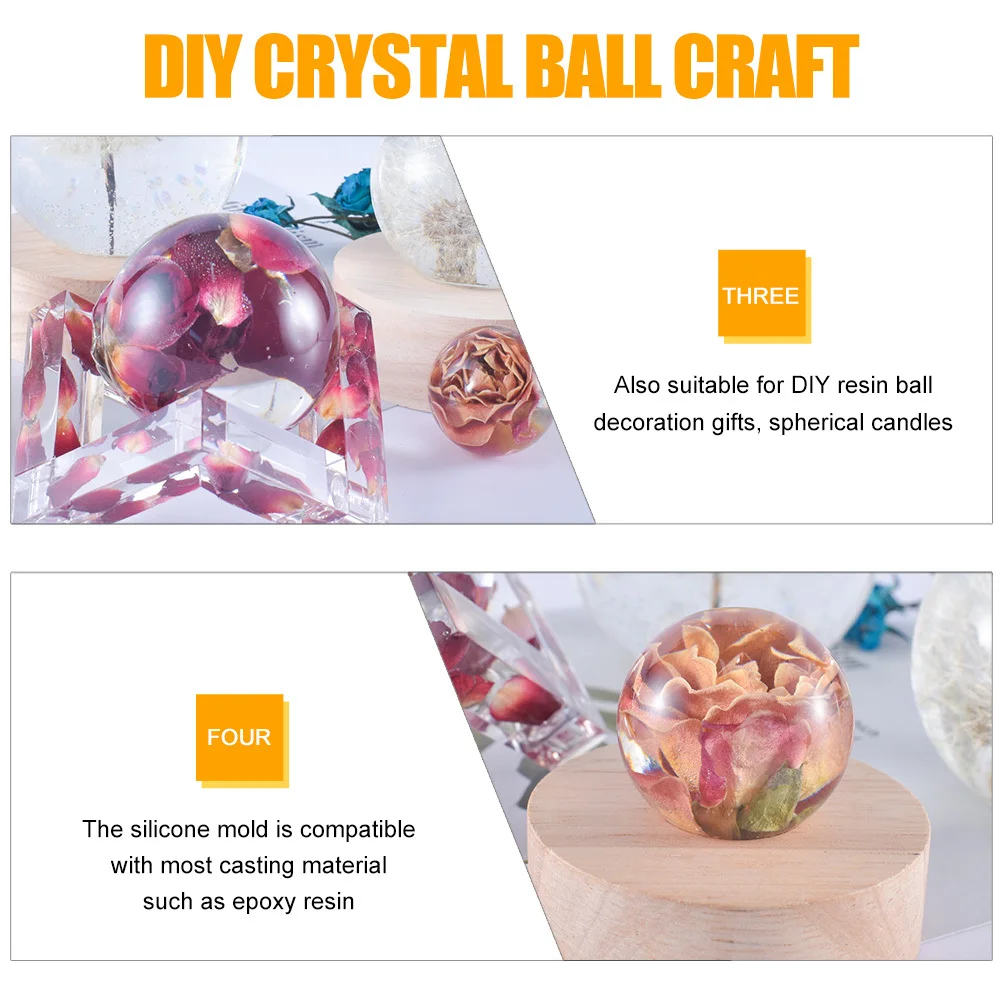 2Pcs Crystal Ball Silicone Molds Durable Easy to Demold for DIY Craft Projects Crystal Ball Mold Silicone DIY Mold