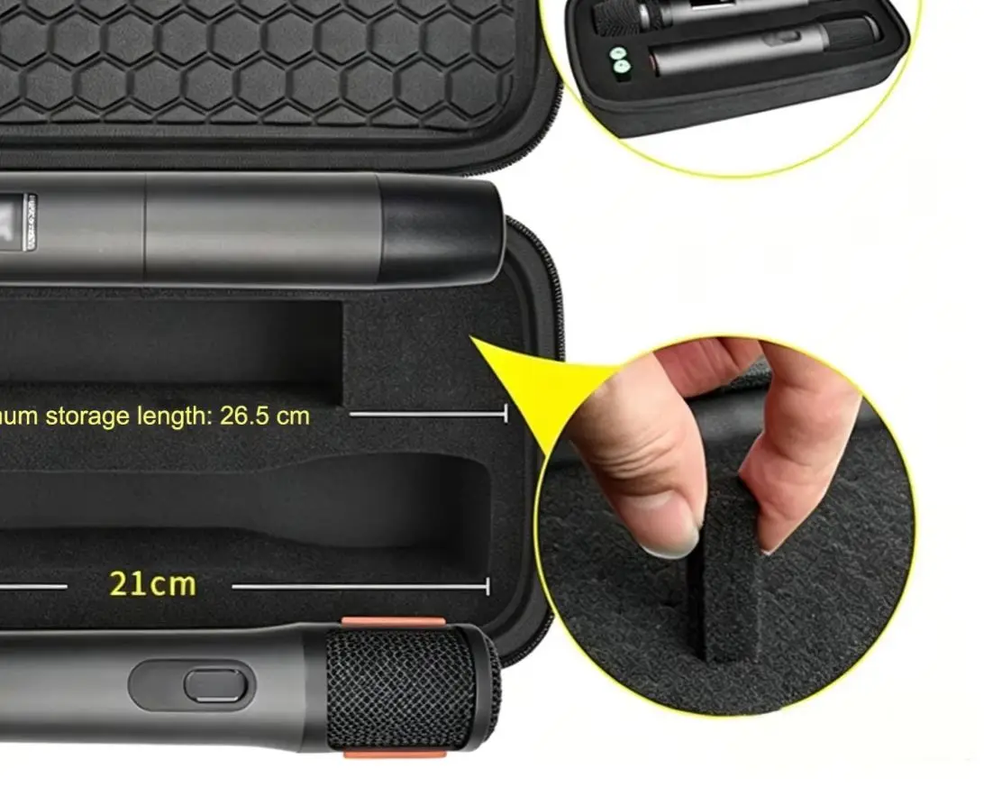 

For JBL Partybox Wireless Dual Microphone Carrying Case Hard Shell Portable Travel Bag with Foam Divider Mesh Pocket
