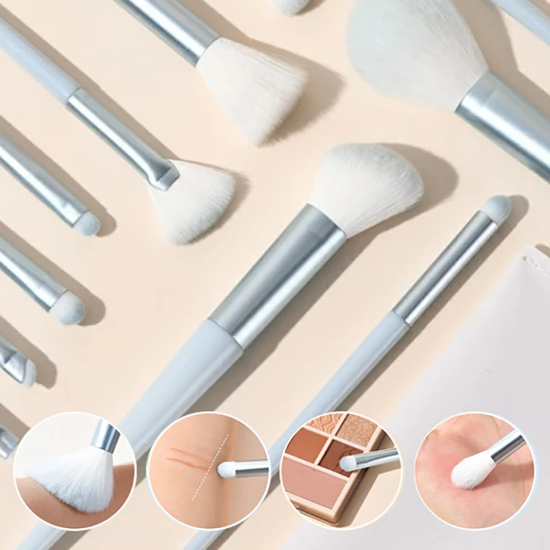 12Pcs Makeup Brushes Set Soft Fluffy For Cosmetics Foundation Blush Eye Shadow Concealer Two Colors Beauty Make Up Tools