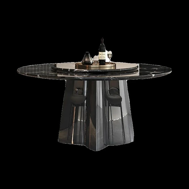 

Обеденный стол из натурального мрамора с черной розой, итальянский светлый, роскошный, элитный, роскошный, круглый обеденный стол из камня