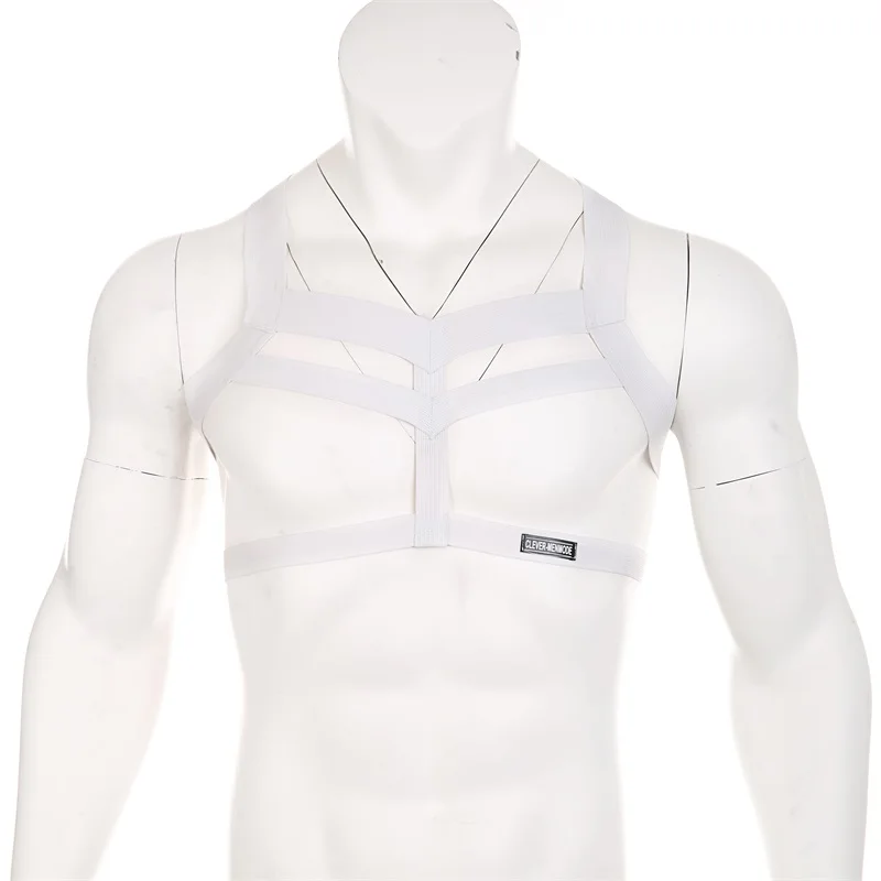 Men Muscle Body Chest Harness Sports Fitness Elastic Shoulder Straps Man Party Bondage Hollow Out Costume One Size