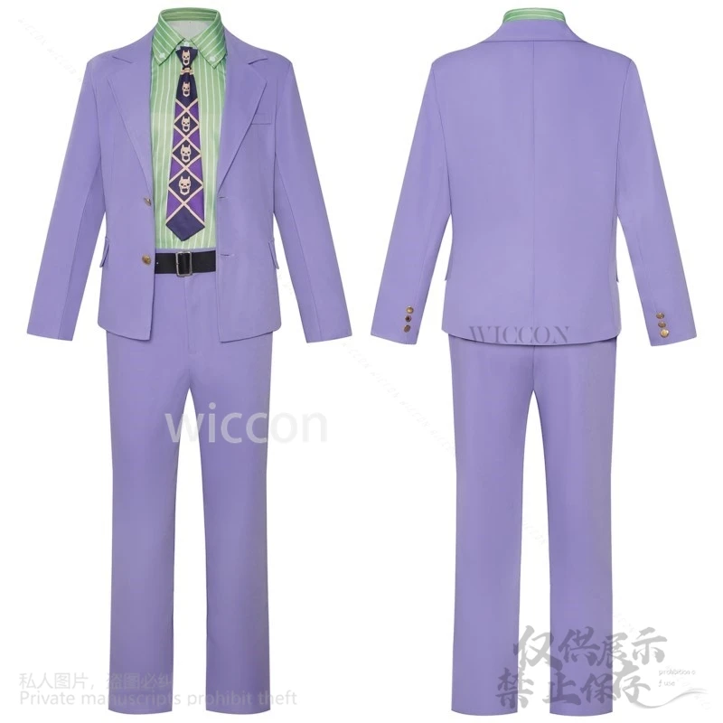 أزياء أنيمي كيرا المثير للرجال يوشيكاجي مخصصة ملابس عامل المكتب الغريبة الأرجواني بدلة موحدة التعادل الباروكات الماس