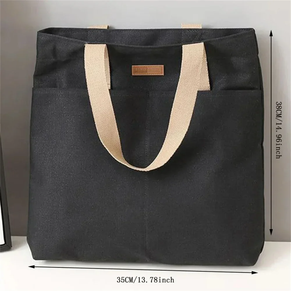 Damen-Canvas-Tragetasche mit großer Kapazität und Nähgarn, praktische Pendler-Handtasche, edle Damentasche – Detail 1
