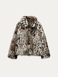 New Women Artificial Leopard Fur Coat Short Loose Jacket For Autumn/Winter 2024
