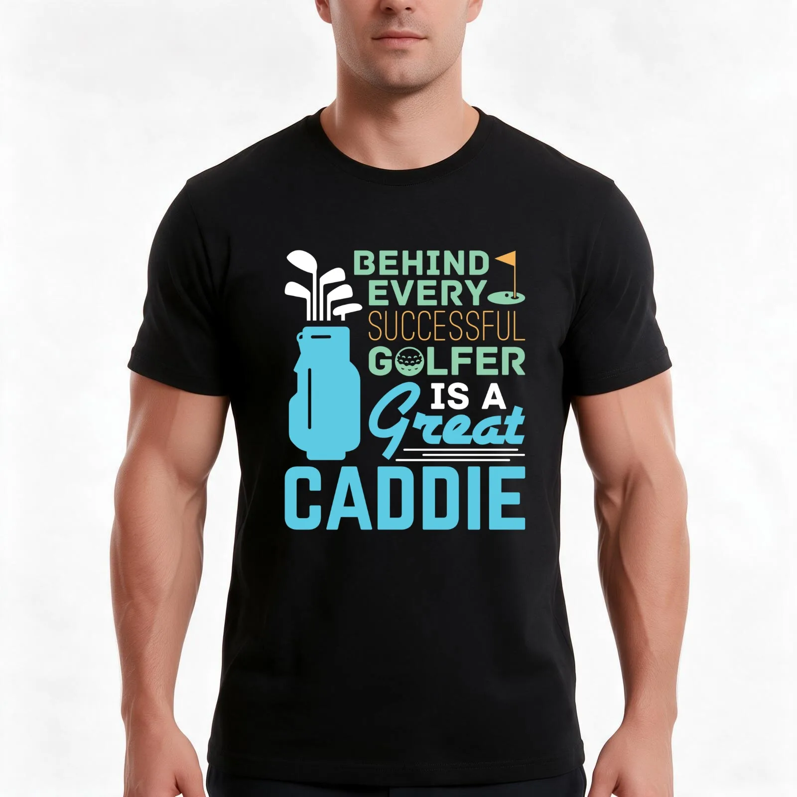 Behind Every Successful Golfer Is a Great Caddie T-Shirt, Summer Casual Cotton Tee, Oversized Streetwear Tops, Unisex Men Women
