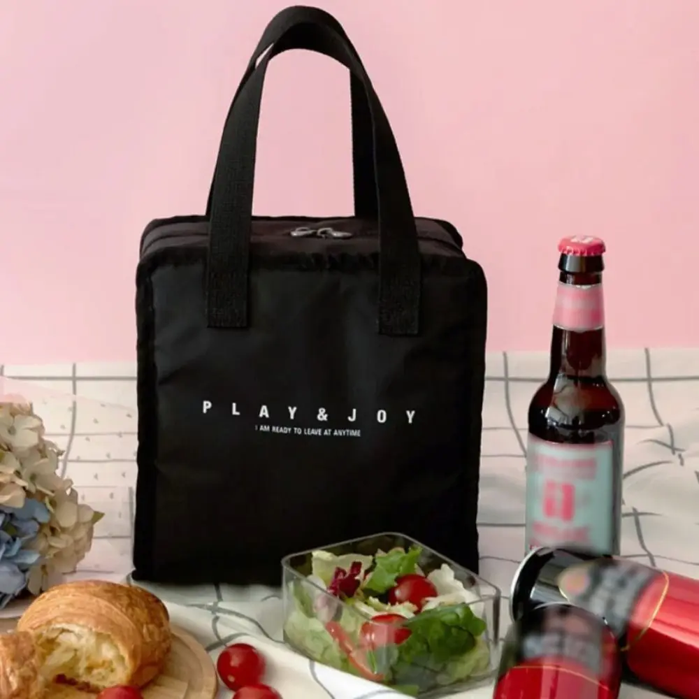 Large Capacity Insulated Thermal Pouch Casual Keep Fresh Food Storage Stripe Lunch Bag Oxford Cloth Picnic Tote Bag