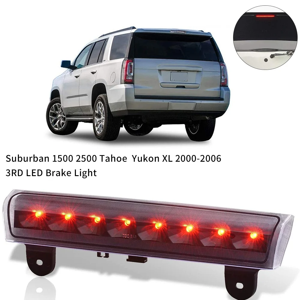 Terza luce freno LED Stop Lampada posteriore Luce freno a montaggio alto per Chevy Suburban 1500 2500 Tahoe GMC Yukon 2000-2006 Nero