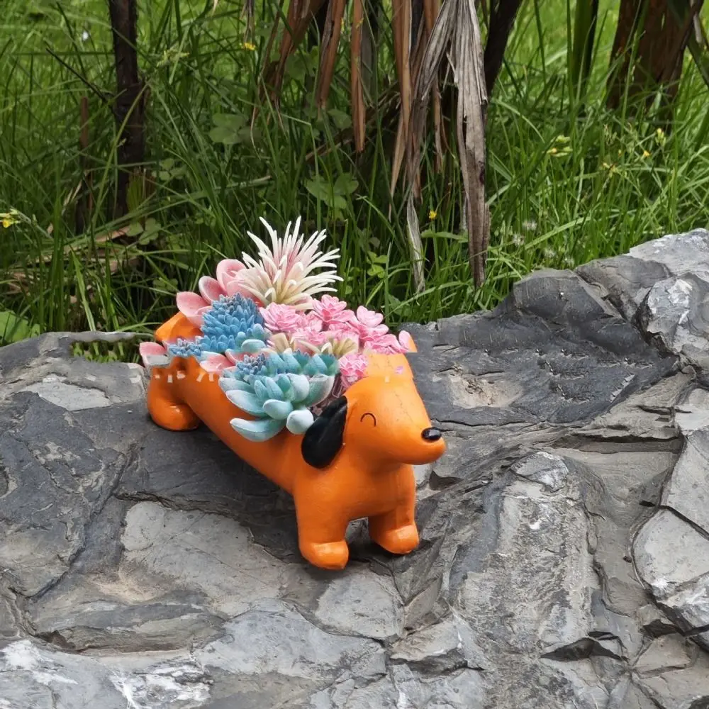 الإبداعية الراتنج الكلب وعاء النبات الكرتون مقلد الألماني اناء للزهور لطيف زهرة عصارية زارع شرفة #4