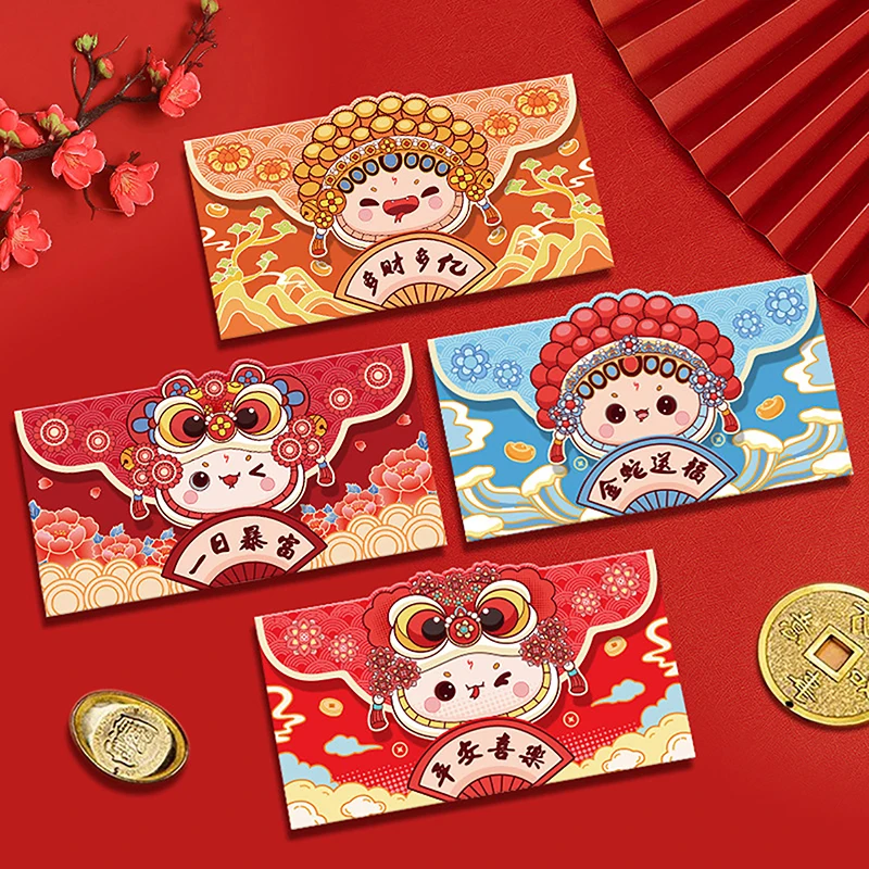 4 unid/bolsa creativo serpiente Año Año Año nuevo sobre rojo 2025 Festival de Primavera tradicional chino paquete rojo embalaje de dinero bendición