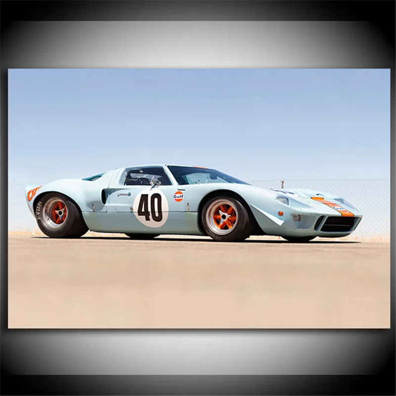 Modern Canvas Painting GT40 Le Mans Racing Car Classic Sportscar Wall Posters Prints For Bedroom Living Room Home Decor Unframed