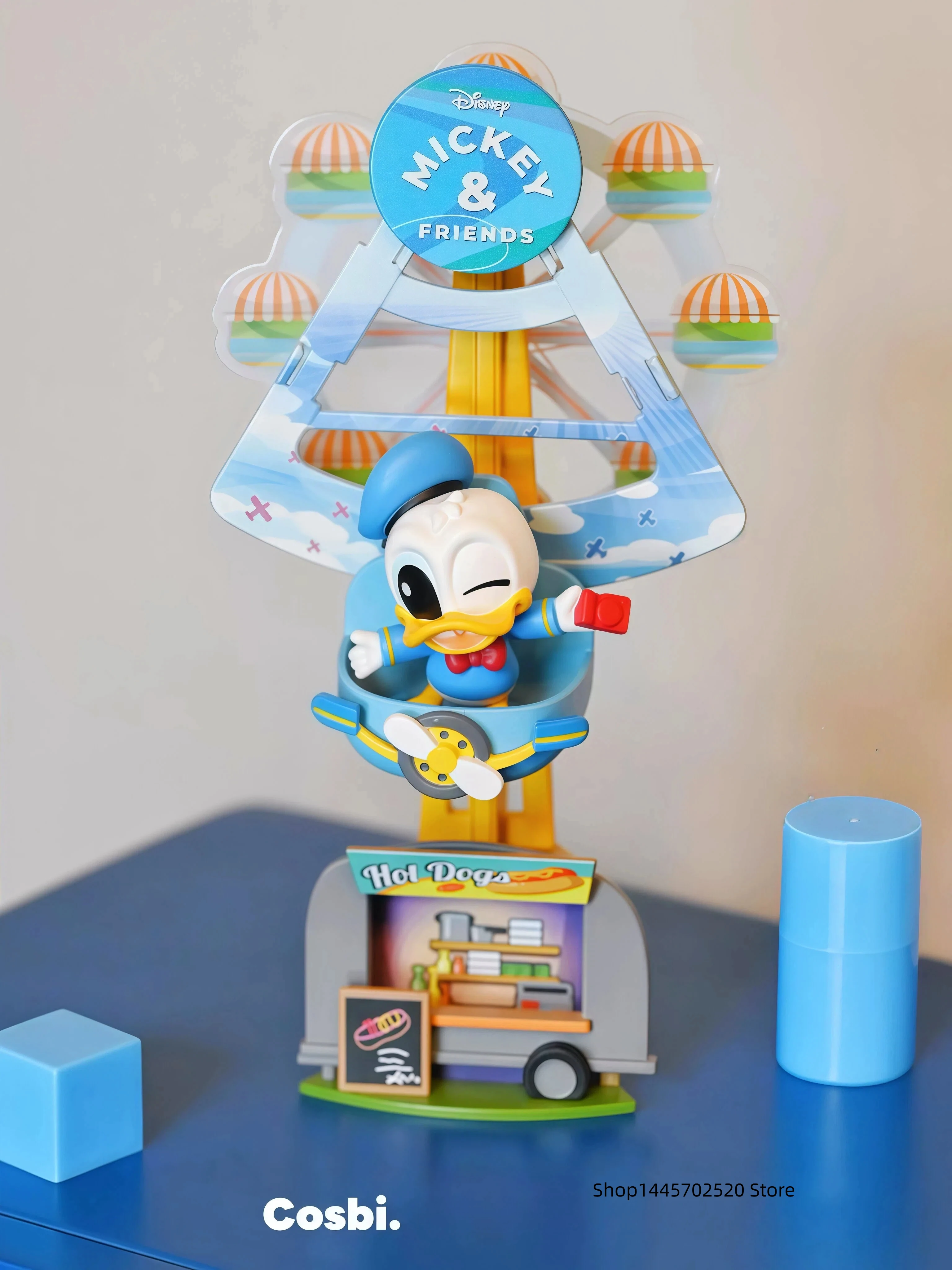 Disney Cosbi Mickey & Amigos Roda Gigante Caixa Surpresa Figuras Miniatura Montáveis Decoração de Casa Colecionável Conjunto Completo