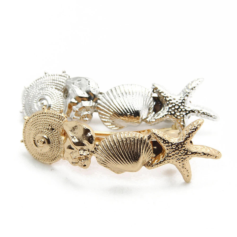 2 قطعة مقاطع الشعر شل الذهبي النساء المشابك إكسسوارات فتيات ملابس يومية أنيقة هدايا عيد الميلاد دبابيس الشعر #5