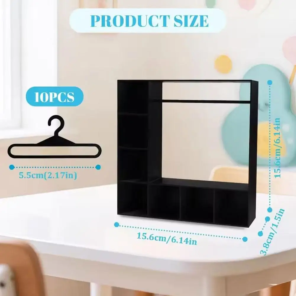 Exquisite Mini Hanger Display Rack Designed Specifically for Dolls - With 10 Hangers for Figures Durable Cute Display Box