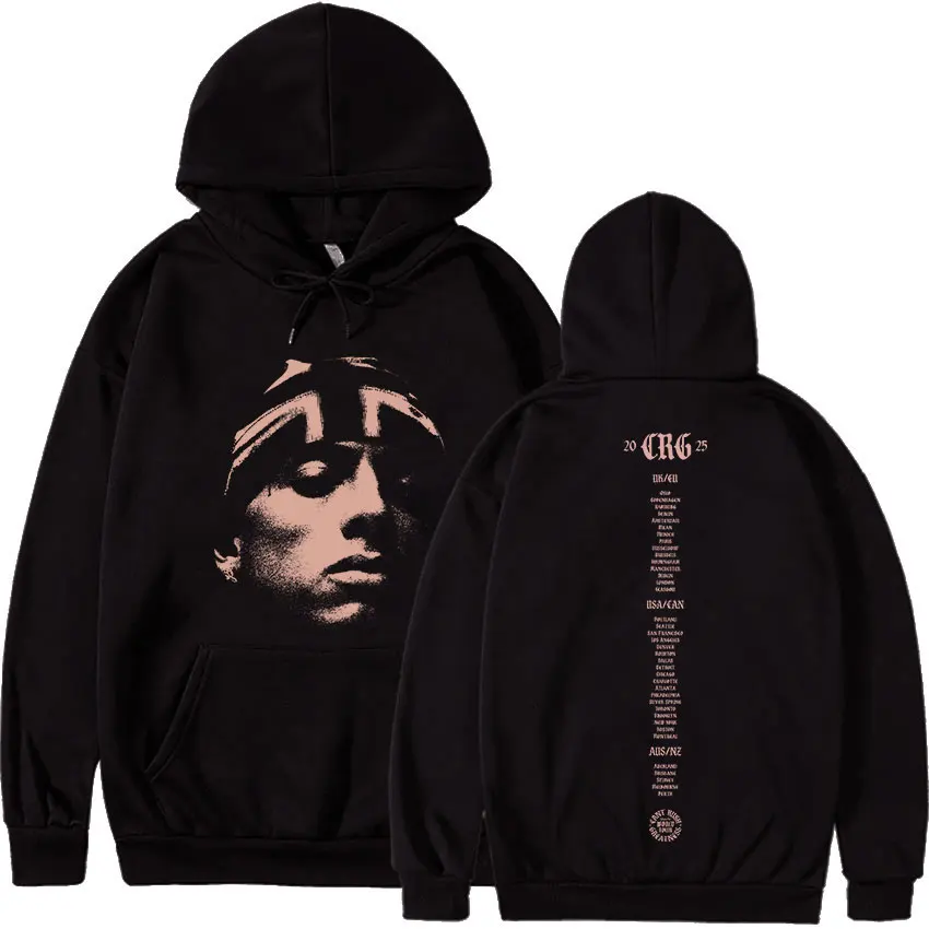 

Рэпер Central Cee CAN'T RUSH GREATNESS Tour 2025 Толстовка с капюшоном Мужская мода Толстовка большого размера Хип-хоп Готическая толстовка с капюшоном Уличная одежда