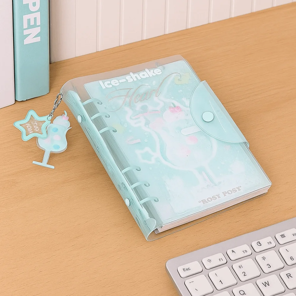 Portable 6 Binder Ring Notebook Exquisite Button Design Diary Book Frosty Series Loose-leaf Schedule Book Journal Writing