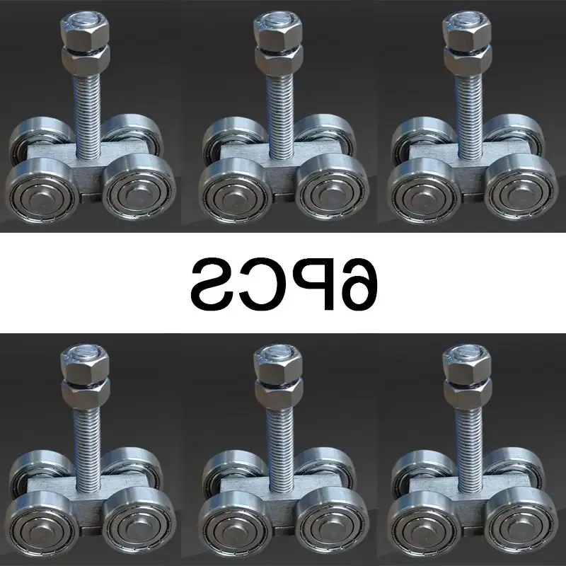 

6PCS Stainless Steel Heavy Sliding Door Rollers Hanging Rail Wheels Industrial Plant Orbital Track Pulleys Runners Load 450KG
