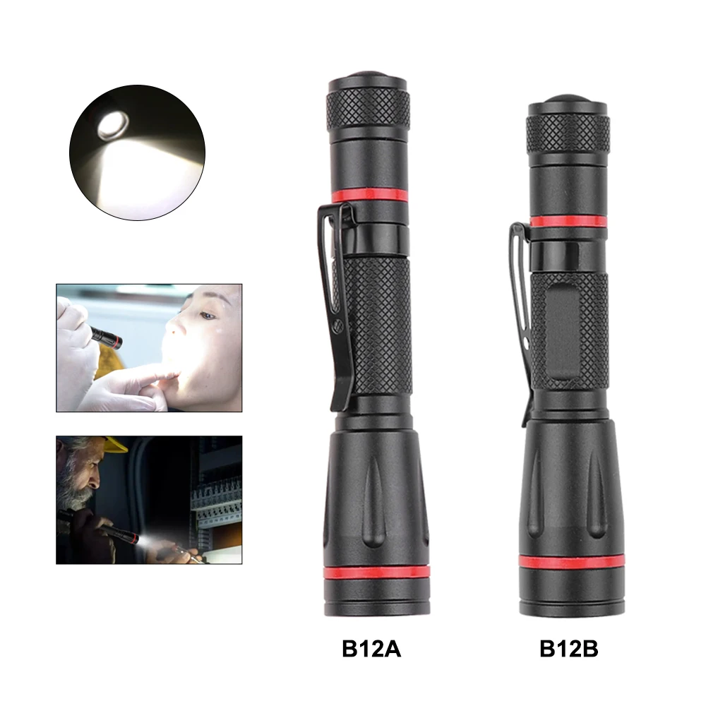 Sobaldr Led Flashlight EDC Torch Light Black Outdoor Lights Mini Keychain Telescopic Zoom Pocket Powerful Cap Alloy ABS Clip Pen