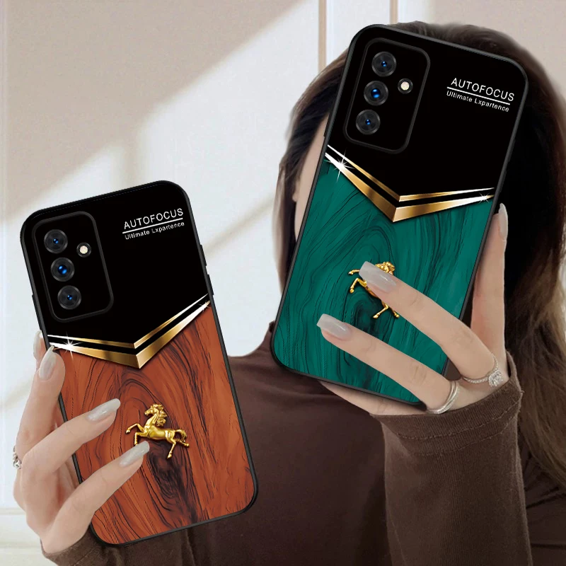 

Golden Horse Head For Samsung S20FE S 21 22 23 FE 24 Plus 25 Ultra Galaxy M23 32 34 35 52 53 54 55 5G silicone soft phone case