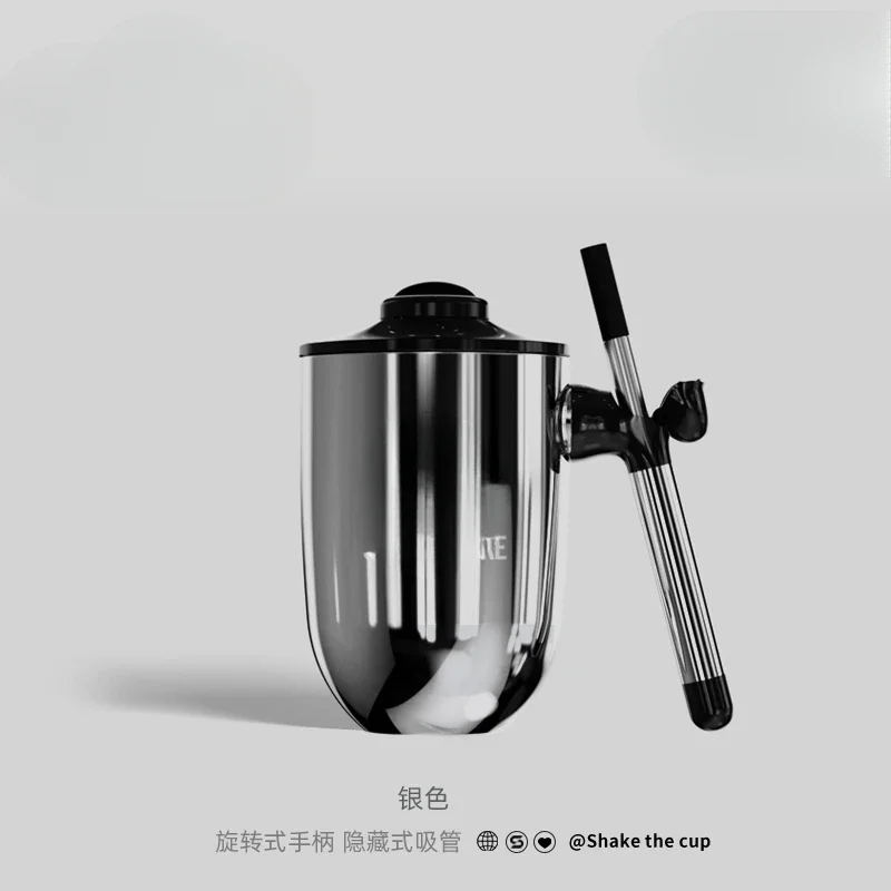 Fashion hot and cold coffee cup high value high temperature resistance convenient telescopic steel straw