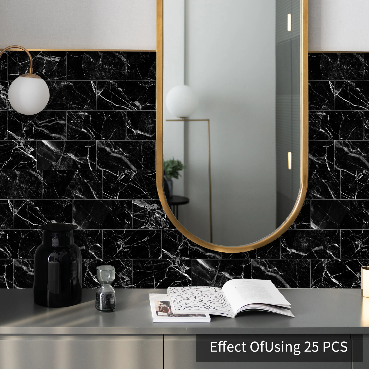 Marble Pattern Wall Sticker, 16/32/64pcs Peel & StickWall Decal, Waterproof Decorative Sticker For Home