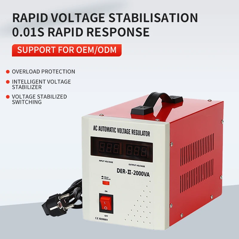 DER 2200W Single Phase LCD Display Voltage Relay Regulator 220V Stable Voltage Automat System Stabilizer 5