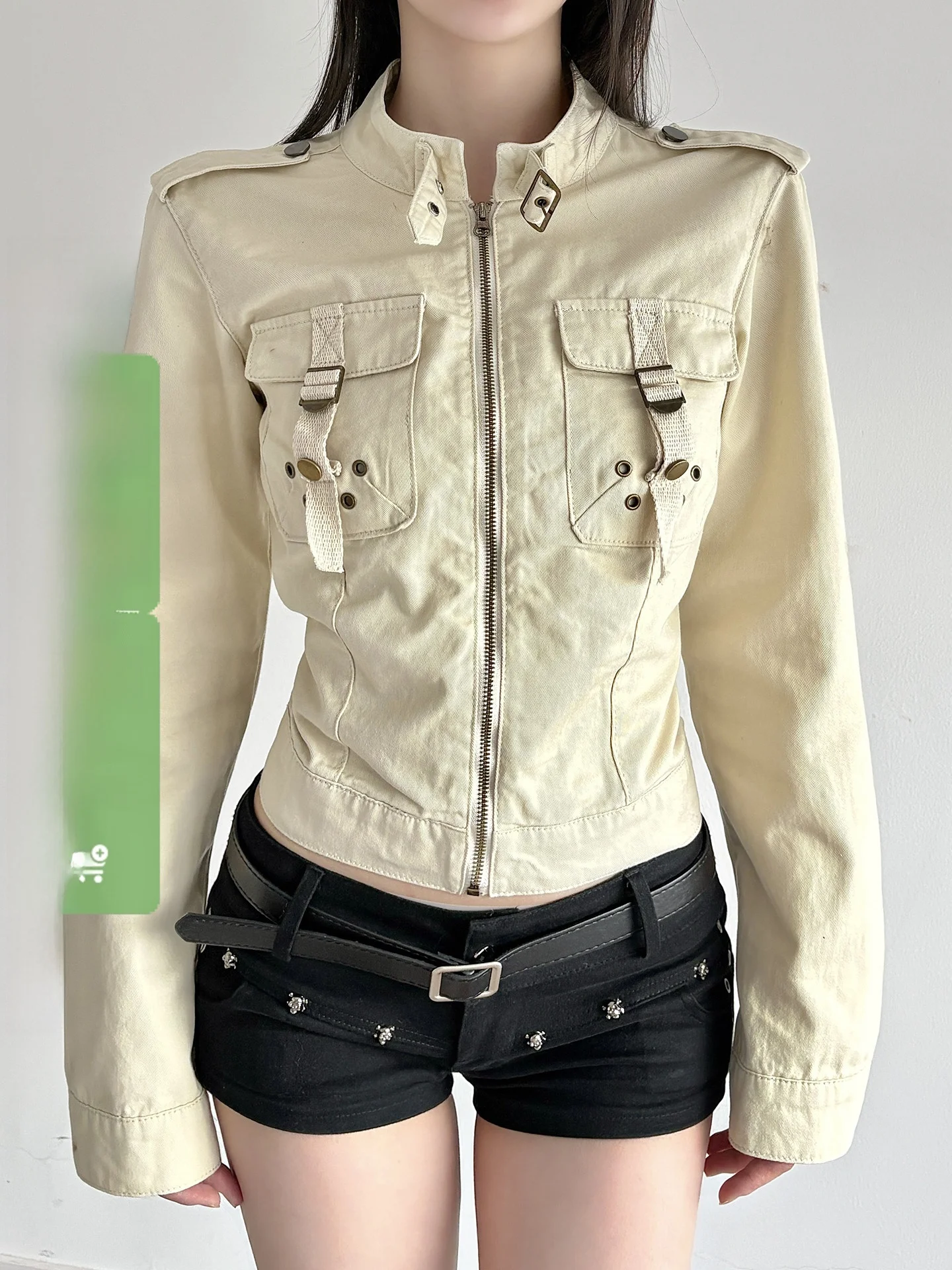 

WEEKEEP American Street Sle Women's Jaet Long Sve Zipper ket Denim Coat Pure Color Stand Collar Versatile Casual Ou...