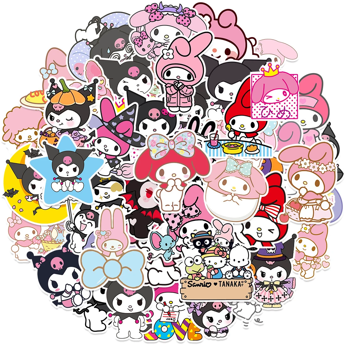 10/30/50PCS Cute Sanrio Kitty Kuromi Melody Cartoon Sticker DIY Phone Laptop Luggage Skateboard Graffiti Decals Fun forToy