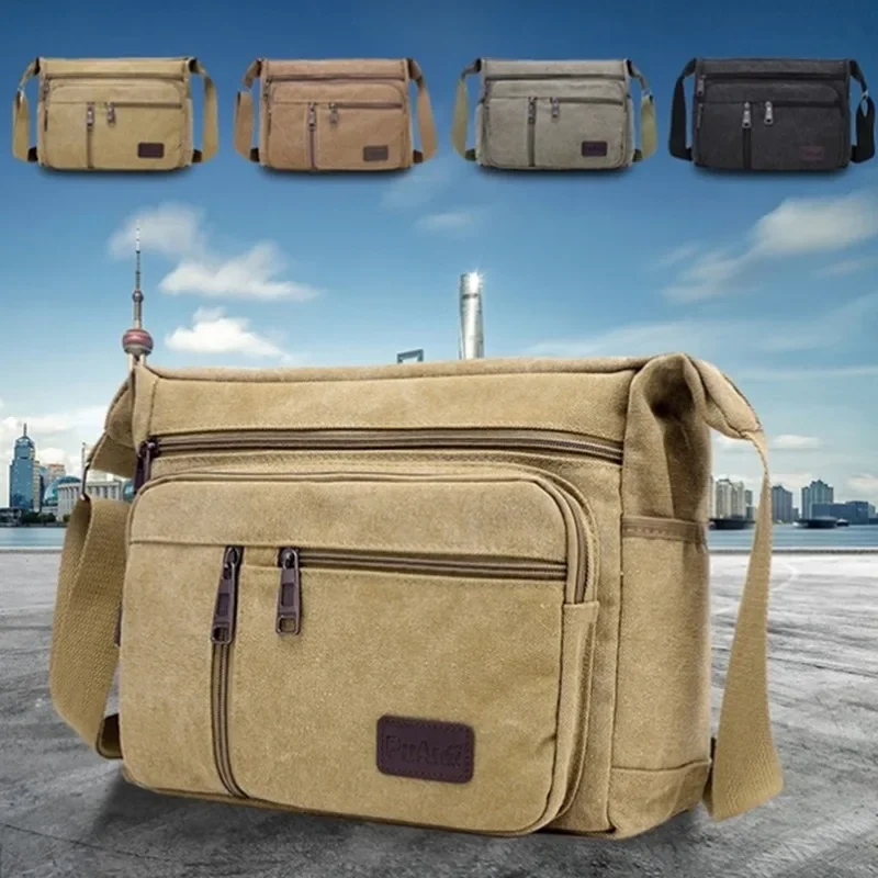 Practical Casual Retro Business Bag High Capacity Canvas Outdoor Simple Version Shoulder Diagonal Package Men Crossbody