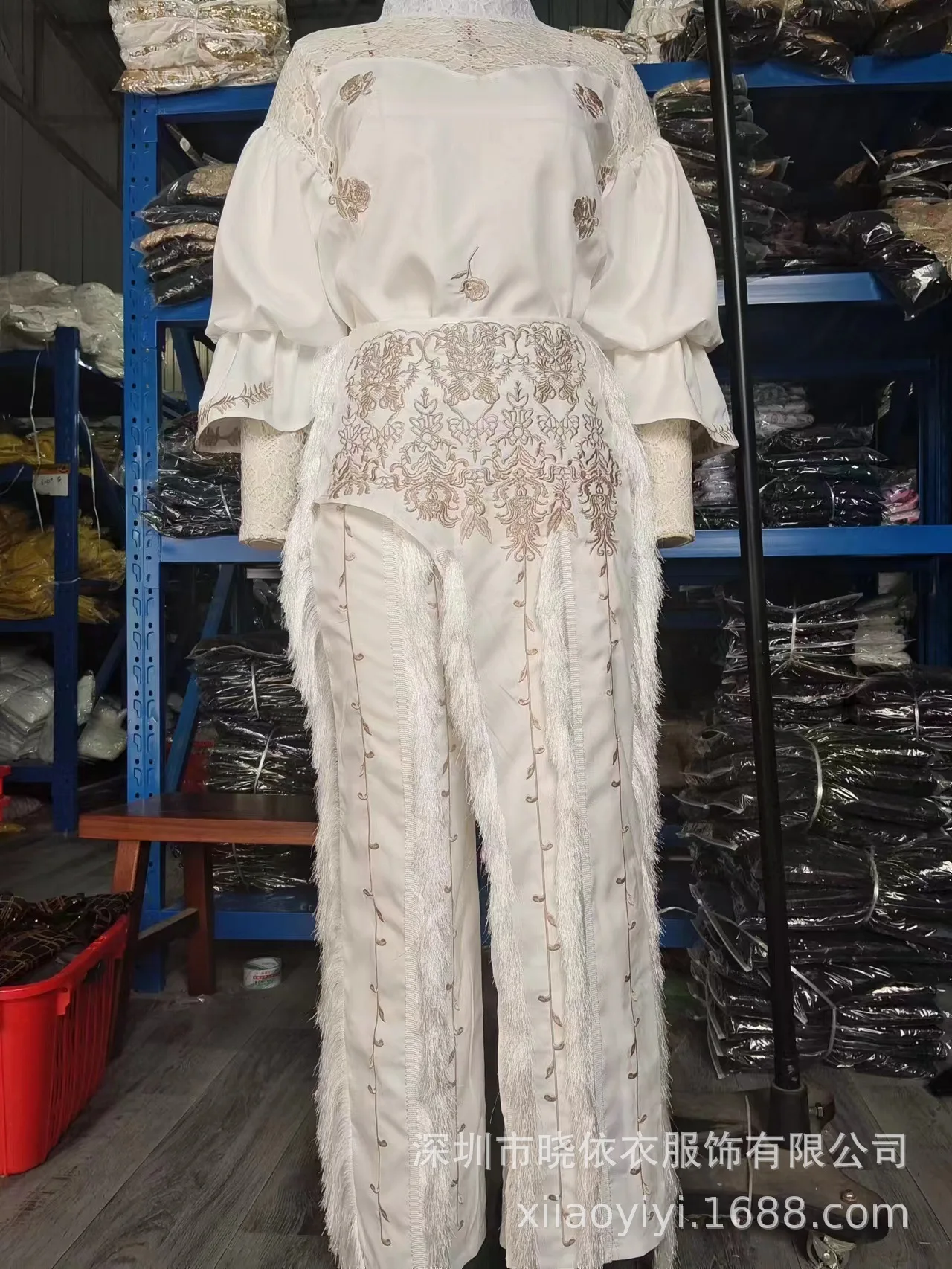Women Skirt Set Two Piece Sets Puff Sleeve Tassel Embroidery Tops Elegant Matching Sets High Waist Dress Sets Long Culottes 2025