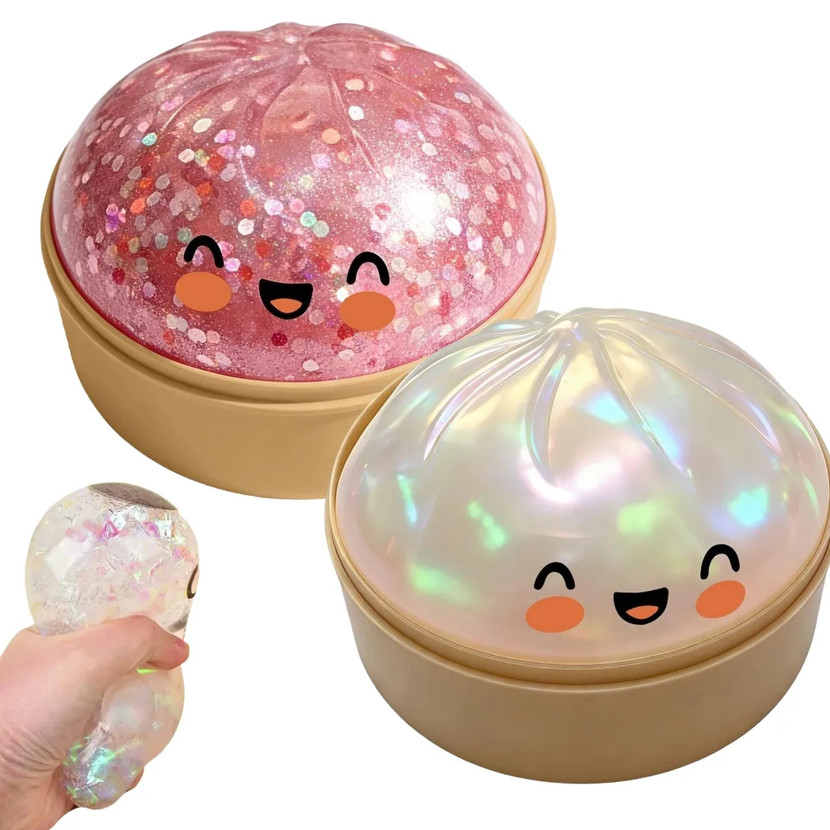 Slow Rising Dumpling Bun Toy Realistic Squishy Steamed Bread Stress Ball Stretchy Decompression Fidget Toy Desk Travel Gift
