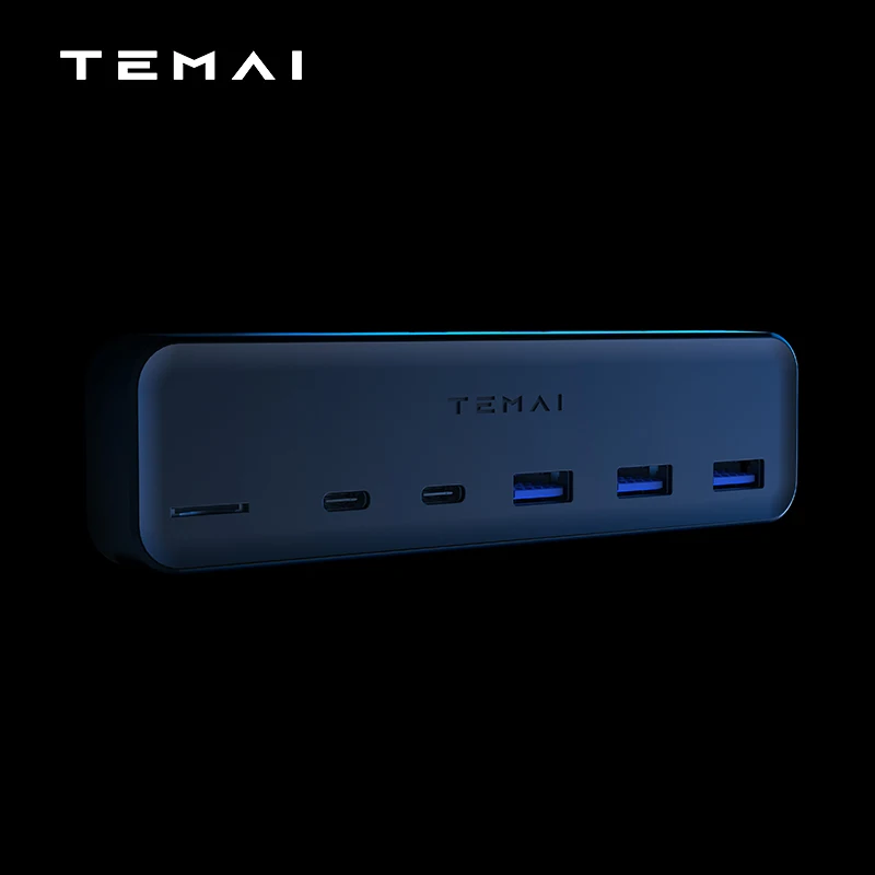 TEMAI USB Hub Intelligent Docking Station 27W Fast Charging 6 In 2 Type-C for Tesla Model 3/Y  2021-2023 Car Accessories