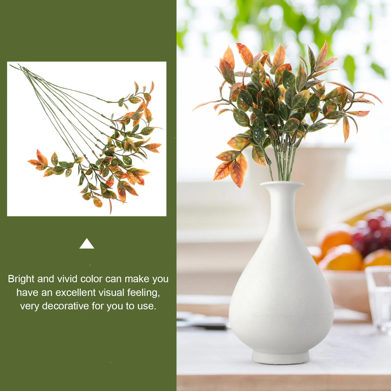 

10Pcs Simulation Greenery Plant Stems Realistic Artificial Branches for Vase Centerpiece Wedding Party Home Decor Fake Leaves