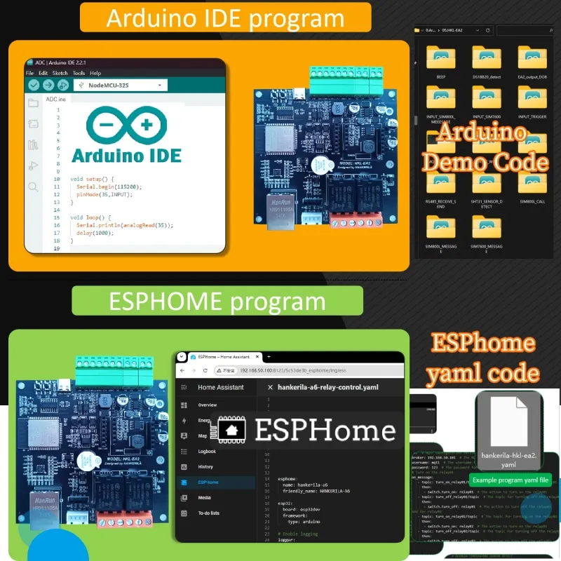 وحدة التحكم EA2 تدعم كشف درجة الحرارة RS485 IIC دعم Arduino ورمز esphome مثالي للمشاريع المتنوعة