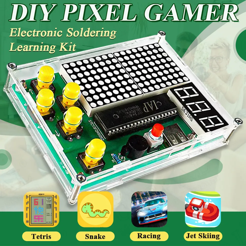 DIY Pixel Game Maker Kit Electronics DIY Soldering Project Practice Solder Learning Assembly with Shell Race Car Games