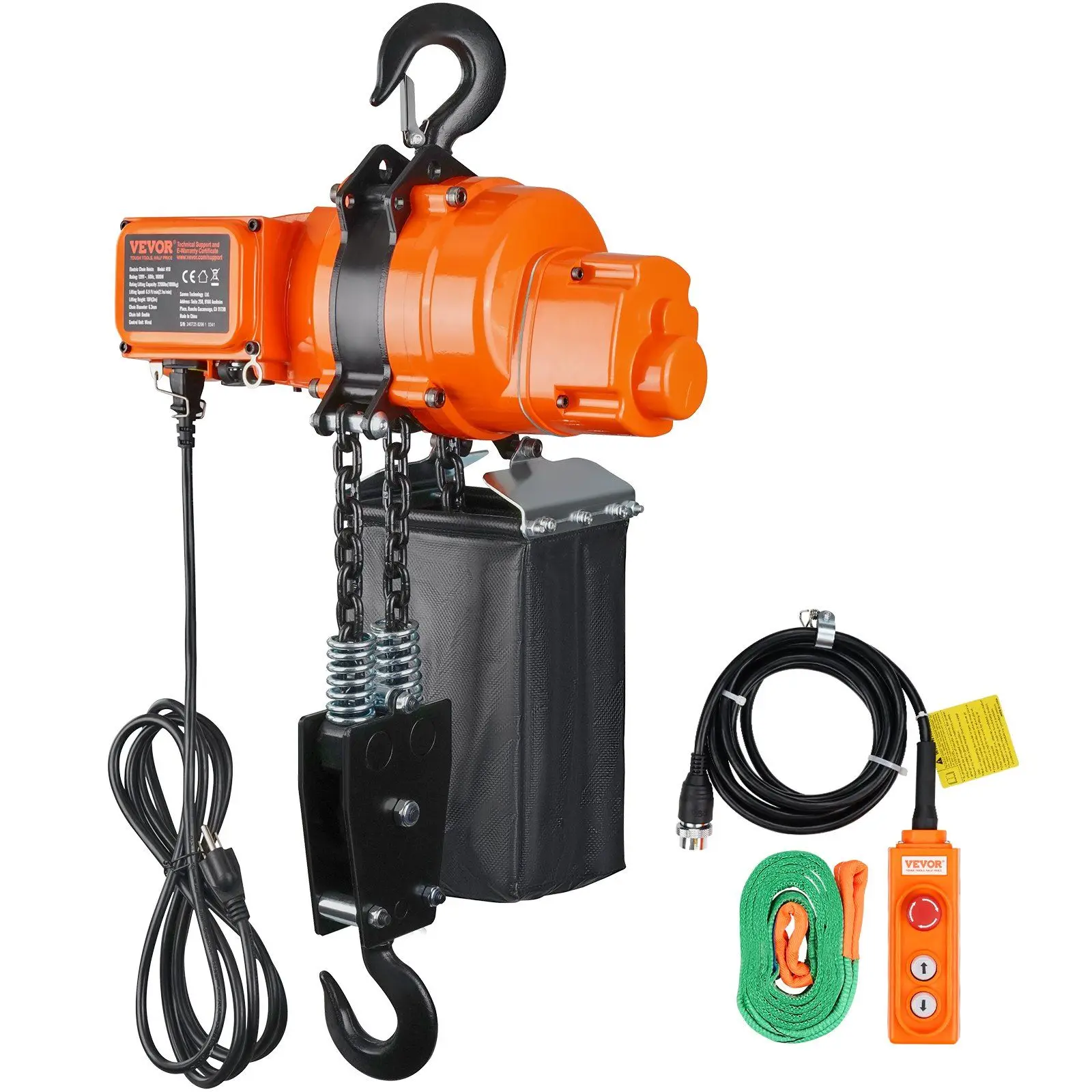 

2200lb Chain Hoist Electric Powered 10ft Lifting Distance Single Phase Motor Fast Lifting Speed Secure Electromagnetic Brake