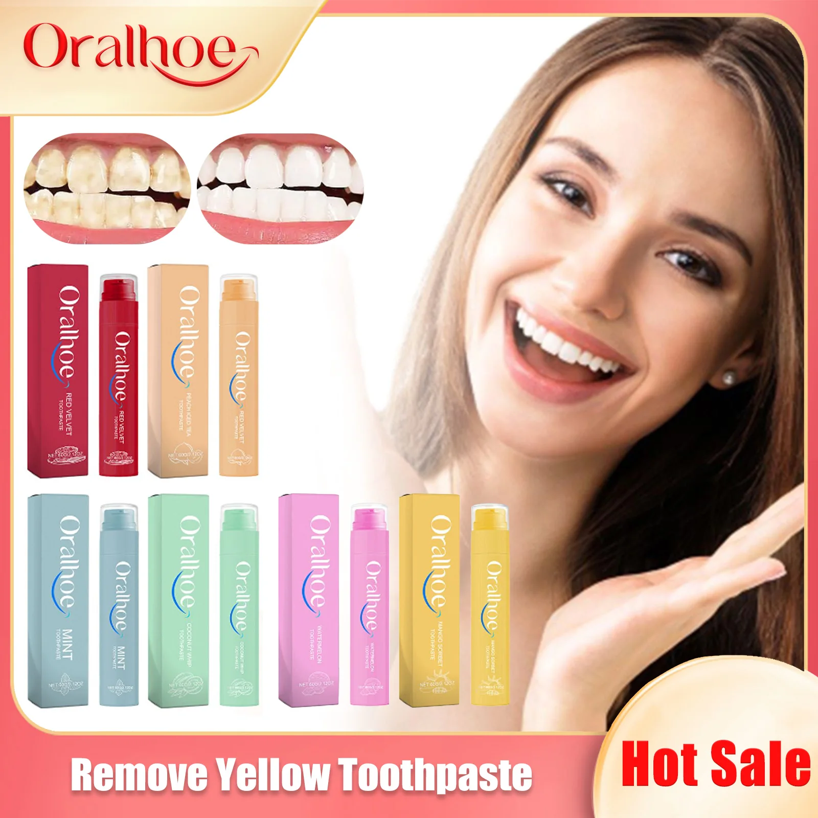 Whitening Toothpaste Remove Tartar Yellow Teeth Stains Preventing Plaque Anti Decay Bleach Fresh Breath Oral Cleaning Toothpaste