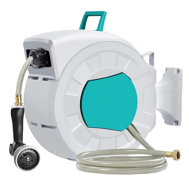 PVC Expandable Garden Water Hose Garden Hose Reel Retractable 25 Meter 1/2 Blue Plastic Storage Retractable Garden Hose Reel