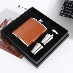 Aço inoxidável bolso Flagon Set com caixa para homens, Hip Flask, Whisky Wine Pot, álcool Drink Cup, Travel Tour, Drinkware Presentes