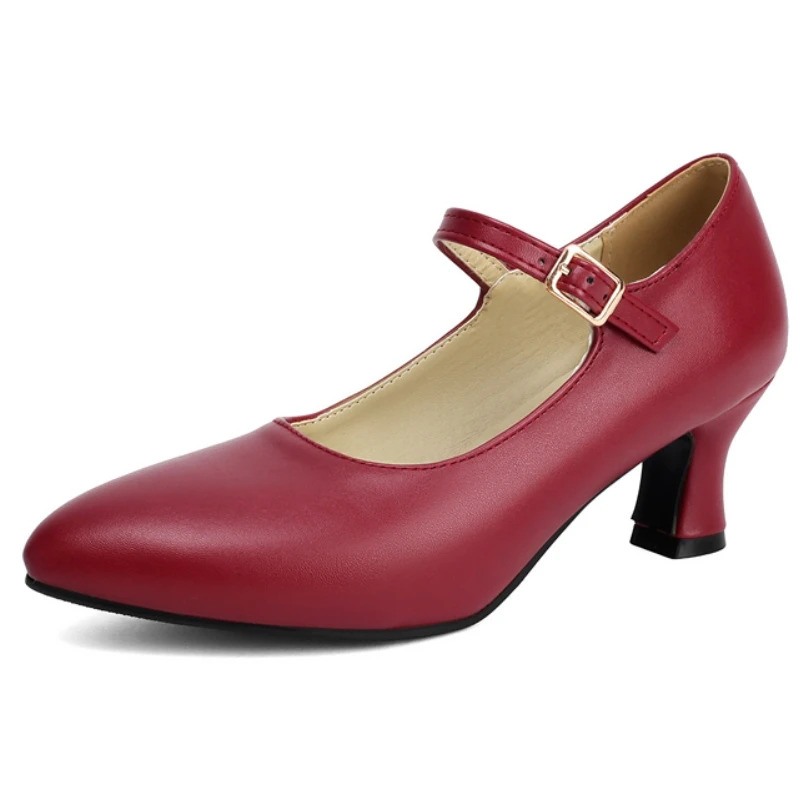 

Women's High Heels Pumps Lolita Shoes Big Size 48 Fashion Ankle Strap Red Black Heeled Wedding Dress Shoes Lady 2026 Mary Janes