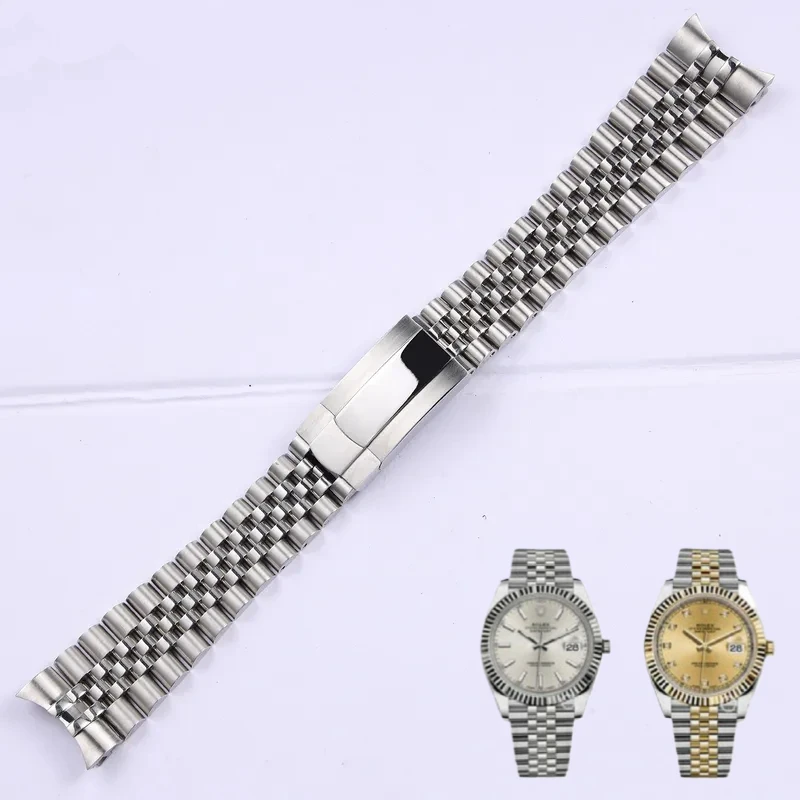 20mm 21mm for Rolex Oyster Perpetual date men watch strap metal wrist bracelet silver gold solid stainless steel watchband