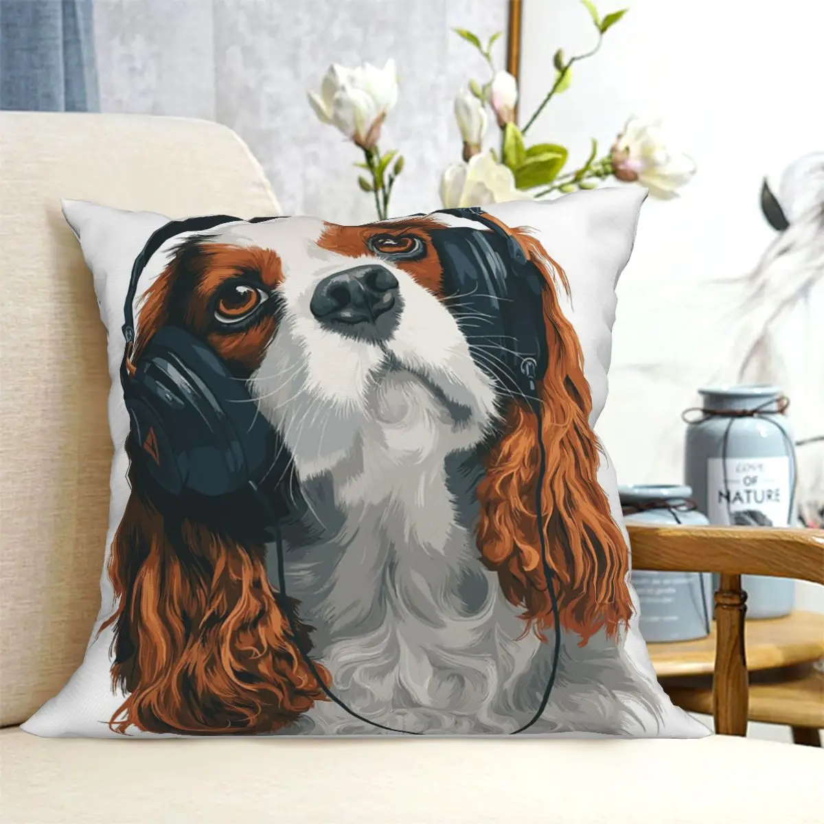 Cavalier King Charles Spaniel Square Pillowcase Cushion Cover Pillow Case Throw Pillow Cover for Home Bedroom Car