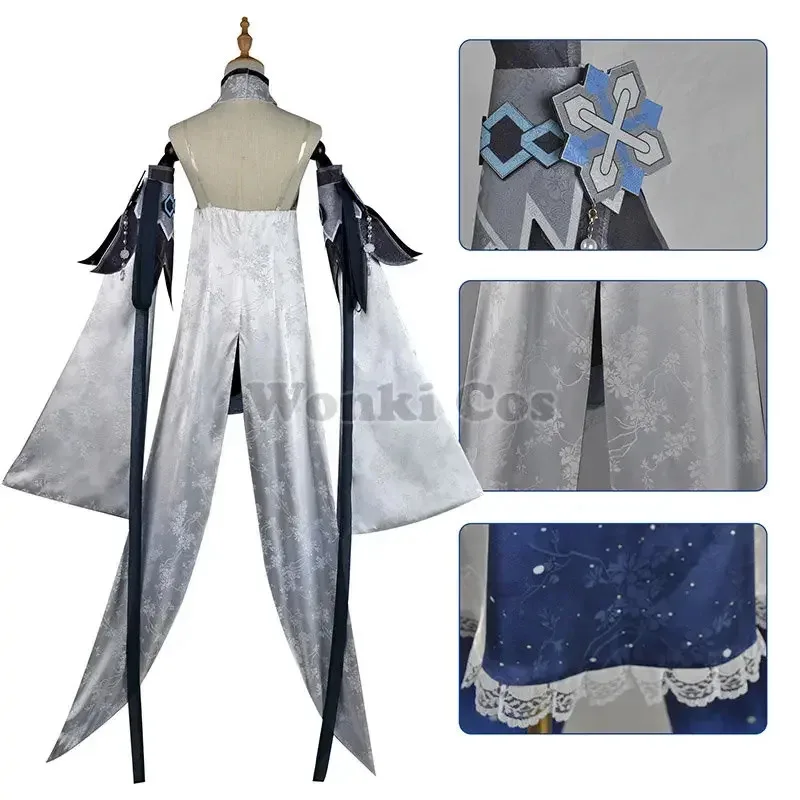 Guizhong Cosplay Costume Dress Long Wig Hair Game Impact Liyue Gui Zhong Costumes for Women Party Outfits with Headwear