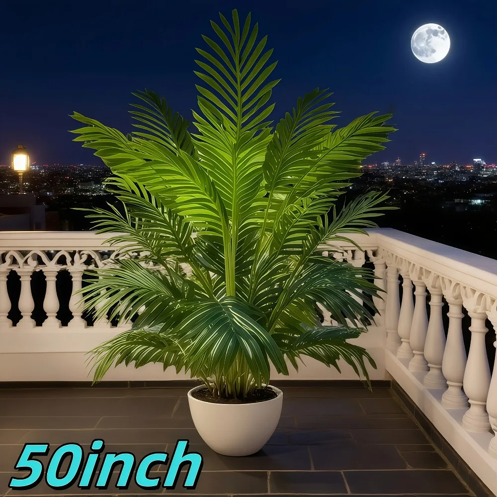 شجرة نخيل صناعية عملاقة مقاس 50 بوصة، واقعية، خضراء كاملة الخصبة، ديكور داخلي وخارجي لجميع المواسم لحفلات الزفاف والمكتب المنزلي
