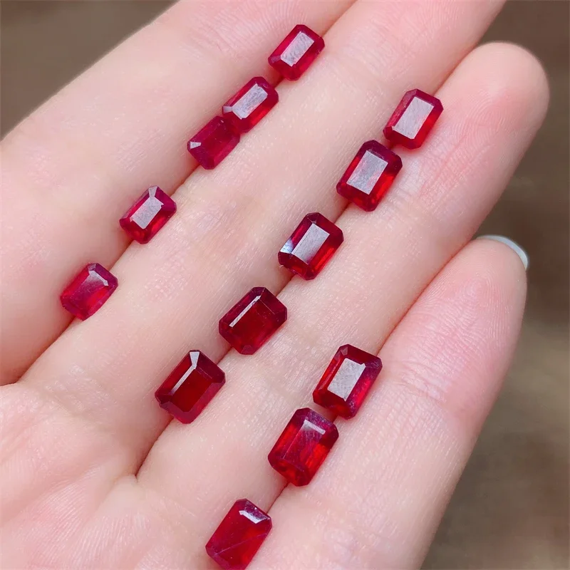 

Emerald Cut High Quality Oval Shape Natural Burma Ruby Gems 4mm*6mm 5mm*7mm Ruby for Jewelry Making Size