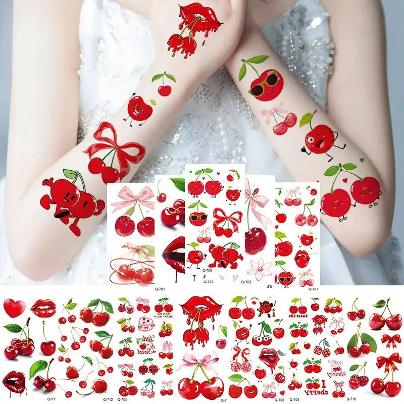 

Cherry Small Temporary Tattoo for Women Girl Waterproof Fake Tattoo Stickers Realistic Minimalist Tattoo