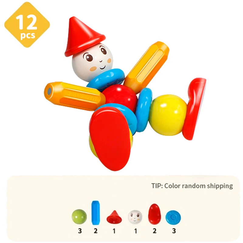 Romboss New Clown Dolls Magnetic Magnet Stick Rod Building Blocks Set Toys Kids Montessori Educational Toy 2024 Birthday Gifts