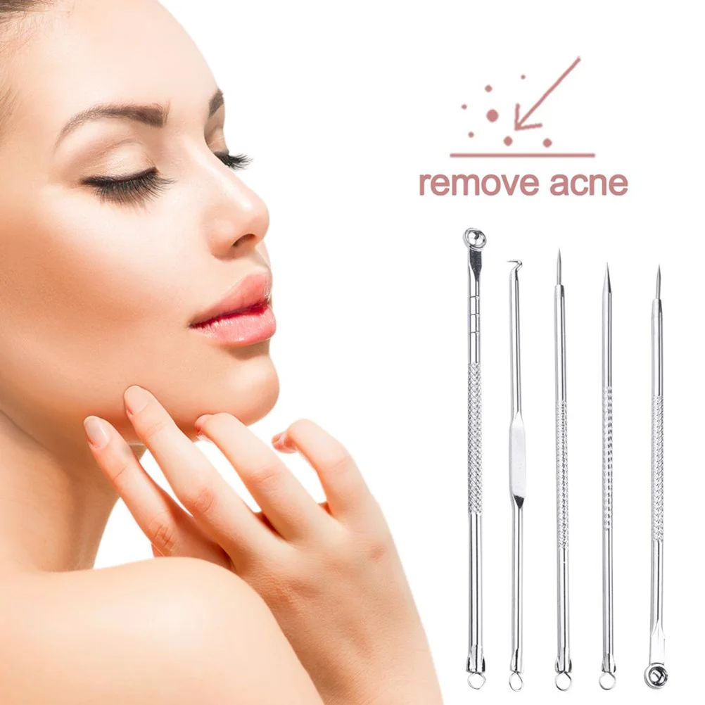 

1Set Stainless Steel Acne Removal Needle Blackhead Extraction Tool Silver 15x9x3.3cm Facial Cleansing Set Portable Case Included