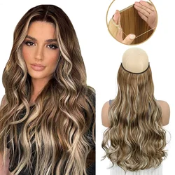 WIGSIN Synthetic One Piece No Clip Hair Extension 20Inch Long Curly Fish Line Fake Hair Piece for Women