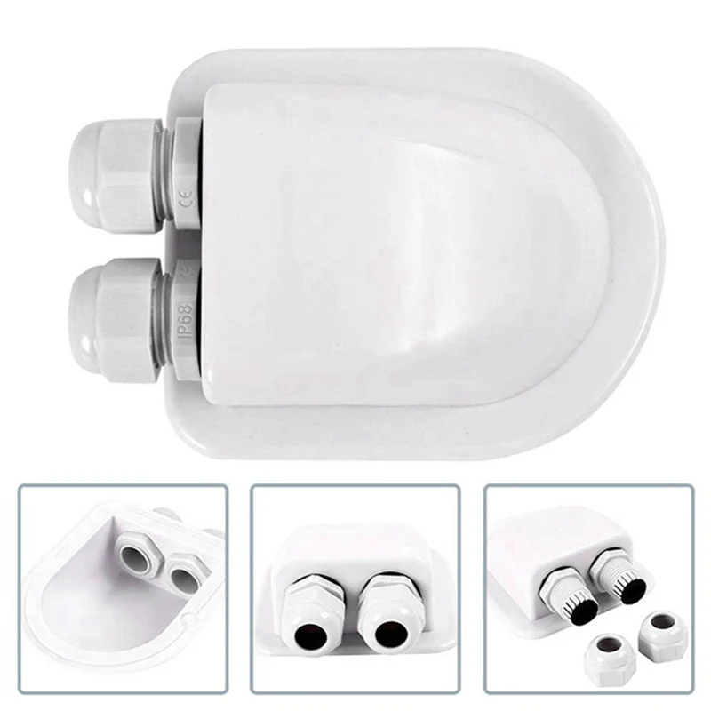

5X Double Wire Entry Gland Box Solar Panel Roof Wire Entry Gland Box Cable Motorhome Double Hole RV Yacht-A99D