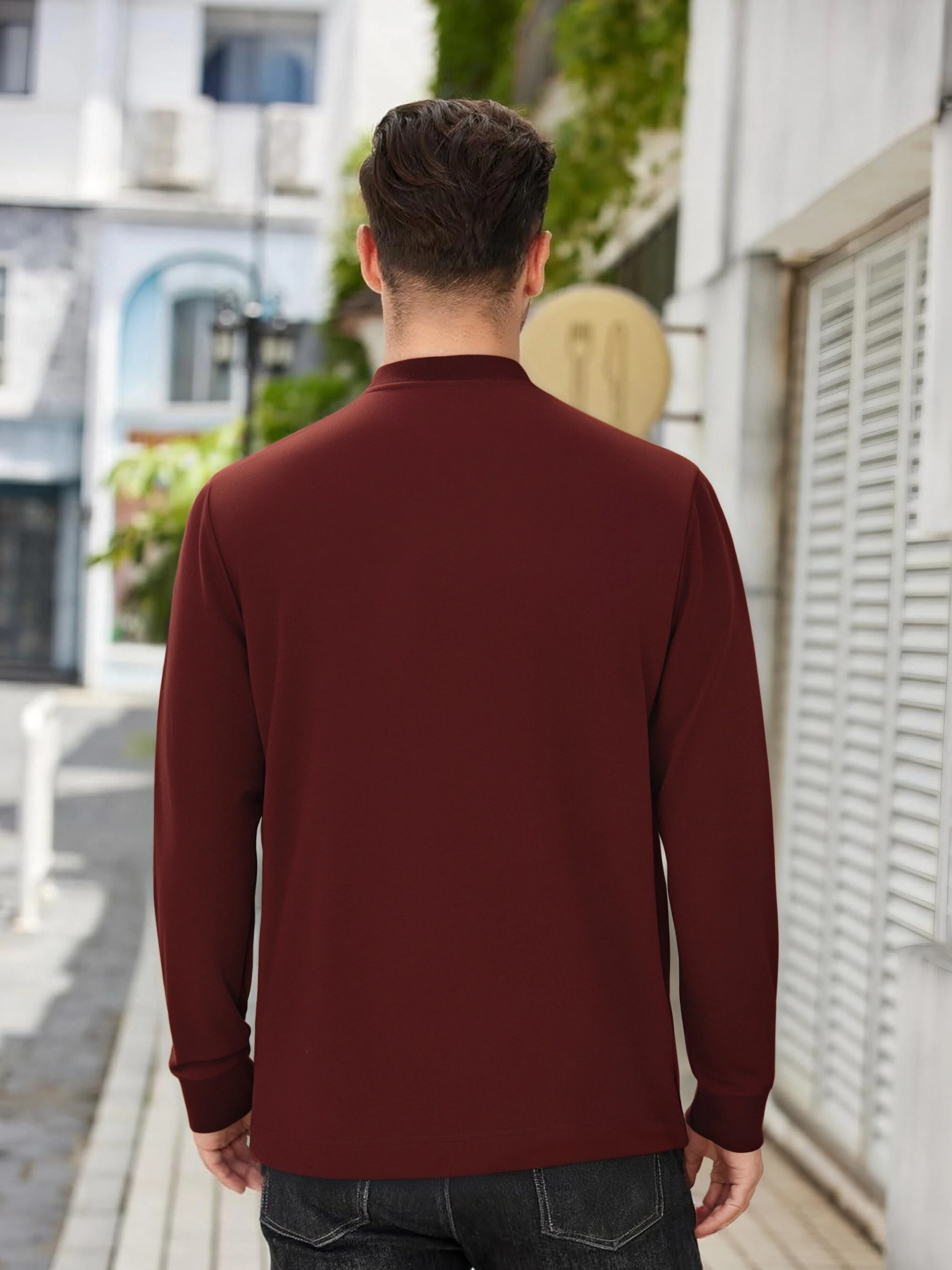 نيويورك الولايات المتحدة الأمريكية الكلمات يطبع القطن هينلي قميص رجالي الخريف فضفاض بلايز الدافئة طويلة الأكمام تي شيرت الأساسية تنفس الذكور الملابس #2